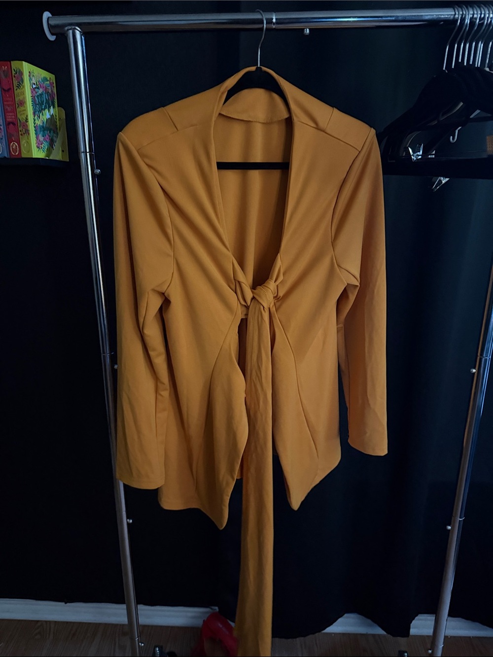 Mustard Tie-Front Long Sleeve blazer